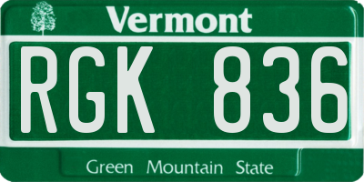 VT license plate RGK836