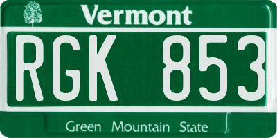 VT license plate RGK853