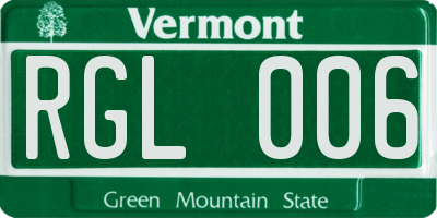 VT license plate RGL006