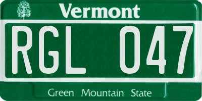 VT license plate RGL047