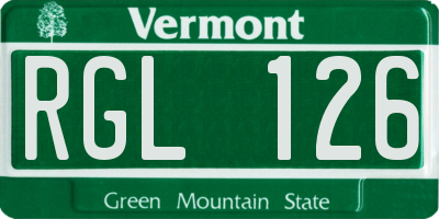 VT license plate RGL126