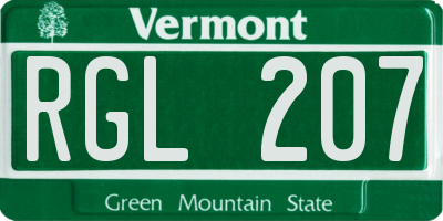 VT license plate RGL207