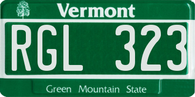 VT license plate RGL323