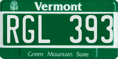 VT license plate RGL393
