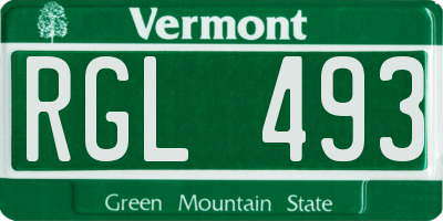 VT license plate RGL493