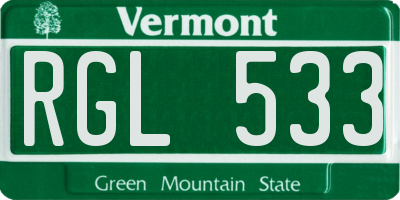 VT license plate RGL533
