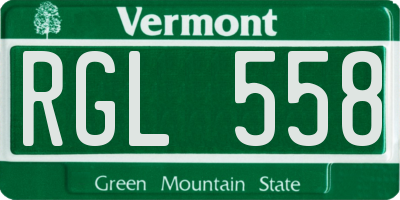 VT license plate RGL558