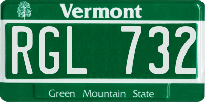 VT license plate RGL732