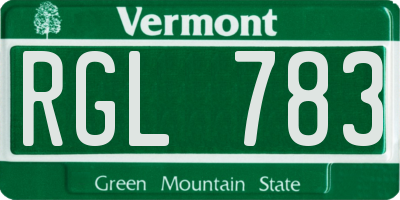 VT license plate RGL783