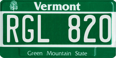 VT license plate RGL820