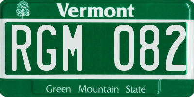 VT license plate RGM082