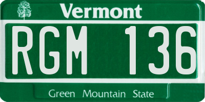 VT license plate RGM136