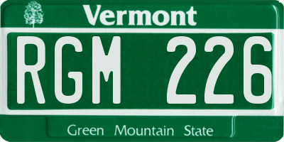 VT license plate RGM226