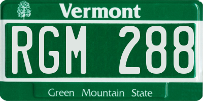 VT license plate RGM288