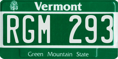 VT license plate RGM293