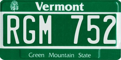 VT license plate RGM752