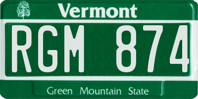 VT license plate RGM874