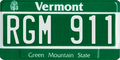 VT license plate RGM911