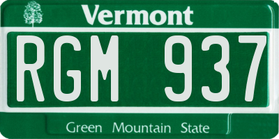 VT license plate RGM937