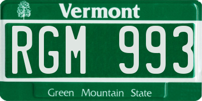VT license plate RGM993