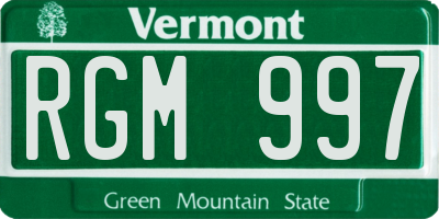 VT license plate RGM997
