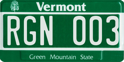 VT license plate RGN003