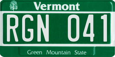 VT license plate RGN041