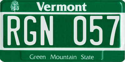VT license plate RGN057