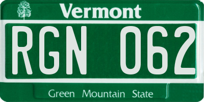 VT license plate RGN062