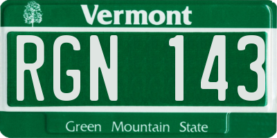 VT license plate RGN143