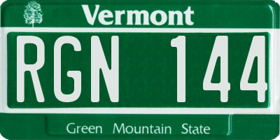 VT license plate RGN144