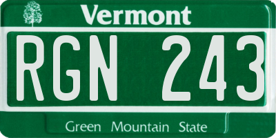 VT license plate RGN243