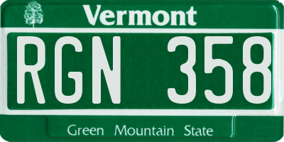 VT license plate RGN358