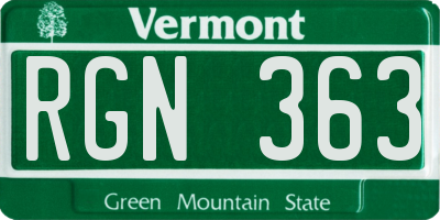 VT license plate RGN363