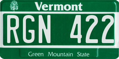 VT license plate RGN422
