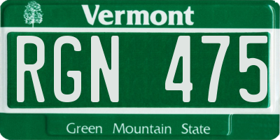 VT license plate RGN475