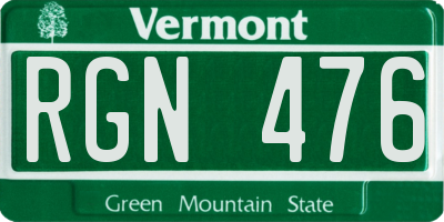 VT license plate RGN476