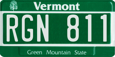 VT license plate RGN811