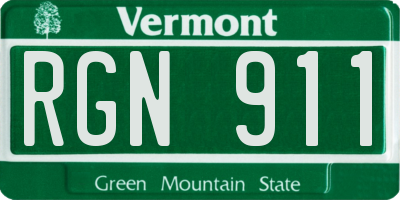 VT license plate RGN911