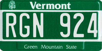 VT license plate RGN924