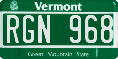 VT license plate RGN968