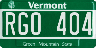 VT license plate RGO404