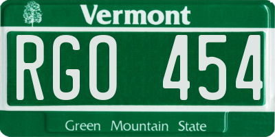 VT license plate RGO454