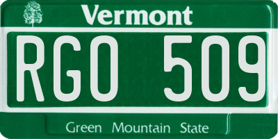 VT license plate RGO509