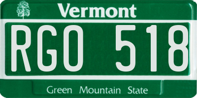 VT license plate RGO518