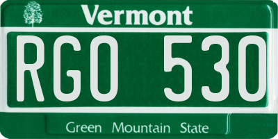 VT license plate RGO530