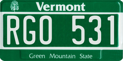 VT license plate RGO531