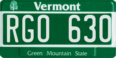 VT license plate RGO630