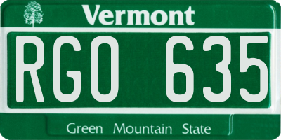 VT license plate RGO635