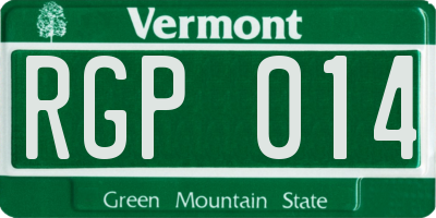 VT license plate RGP014